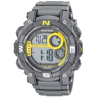 Armitron Sport Men's Digital Chronograph Resin Strap Watch, 40/8284 Grey/Yellow Armitron Sport Men's Digital Chronograph Resin Strap Watch, 40/8284 Grey/Yellow