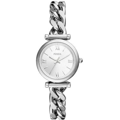 Fossil Carlie Uhr für Damen, Quarzwerk mit Edelstahl- oder Lederarmband Silberton und Weiß Fossil Carlie Uhr für Damen, Quarzwerk mit Edelstahl- oder Lederarmband Silberton und Weiß