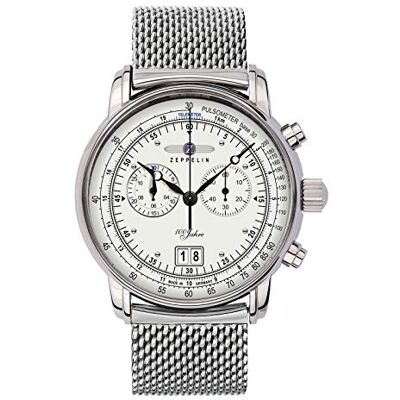 Zeppelin Herrenuhr Serie 100 Jahre Chronograph Datum Edelstahl Milanaiseband 7690M-1 Zeppelin Herrenuhr Serie 100 Jahre Chronograph Datum Edelstahl Milanaiseband 7690M-1