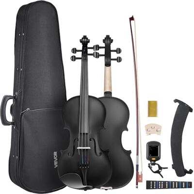 VEVOR Violine 4/4, 584,2 mm Armlänge, Geigenset mit Hartschalenkoffer, Kolophonium, Bogen, Schulterstütze, Steg, Stimmgerät & zusätzlichen Saiten, Massivholzinstrumente (schwarz) VEVOR Violine 4/4, 584,2 mm Armlänge, Geigenset mit Hartschalenkoffer, Kolophonium, Bogen, Schulterstütze, Steg, Stimmgerät & zusätzlichen Saiten, Massivholzinstrumente (schwarz)