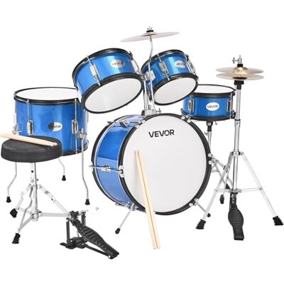 VEVOR Schlagzeug Set, 5-teilig, inkl. 40,6 cm Basstrommel, 25,4 cm Snare, 20,3 cm & 25,4 cm Tomtoms, 33 cm Standtom, Crash-Becken & 20,3 cm Hi-Hat, für Kinder von 6–13 Jahren, Blau VEVOR Schlagzeug Set, 5-teilig, inkl. 40,6 cm Basstrommel, 25,4 cm Snare, 20,3 cm & 25,4 cm Tomtoms, 33 cm Standtom, Crash-Becken & 20,3 cm Hi-Hat, für Kinder von 6–13 Jahren, Blau