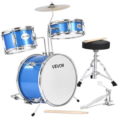 VEVOR Schlagzeugset, 3-teilig, Anfänger Drum Kit, inkl. 35,6 cm Basstrommel, 20,3 cm Tom-Tom, 25,4 cm Snare-Drum, verstellbare Drumsticks, Musik-Lernset, für Kinder von 6–13 Jahren, blau VEVOR Schlagzeugset, 3-teilig, Anfänger Drum Kit, inkl. 35,6 cm Basstrommel, 20,3 cm Tom-Tom, 25,4 cm Snare-Drum, verstellbare Drumsticks, Musik-Lernset, für Kinder von 6–13 Jahren, blau
