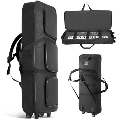 VEVOR Keyboardtasche, Keyboard Tasche für 61 Tasten, 1100 x 440 x 180 mm E-Klaviere Gigbag mit verstellbaren Schulterriemen, Tragegriffen & Rollen, 1680D, wasserabweisend & gepolstert für Keyboard VEVOR Keyboardtasche, Keyboard Tasche für 61 Tasten, 1100 x 440 x 180 mm E-Klaviere Gigbag mit verstellbaren Schulterriemen, Tragegriffen & Rollen, 1680D, wasserabweisend & gepolstert für Keyboard