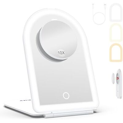 WEILY Schminkspiegel mit Beleuchtung, 10-Fach Vergrößerungsspiegel, Kosmetikspiegel mit LED Licht & Berührungssensor, Ultraheller Spiegel mit Beleuchtung für Bad, USB/Batteriebetrieb WEILY Schminkspiegel mit Beleuchtung, 10-Fach Vergrößerungsspiegel, Kosmetikspiegel mit LED Licht & Berührungssensor, Ultraheller Spiegel mit Beleuchtung für Bad, USB/Batteriebetrieb
