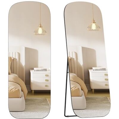 SONGMICS Ganzkörperspiegel, 160 x 50 cm, mit abgerundeten Ecken, Standspiegel aus Qualitätsglas, Aluminium-Rahmen, für Schlafzimmer, Ankleidezimmer, tintenschwarz LFM029B01 SONGMICS Ganzkörperspiegel, 160 x 50 cm, mit abgerundeten Ecken, Standspiegel aus Qualitätsglas, Aluminium-Rahmen, für Schlafzimmer, Ankleidezimmer, tintenschwarz LFM029B01