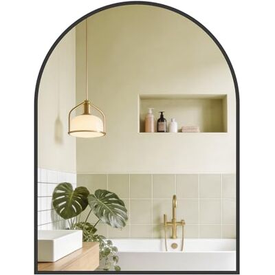SONGMICS Spiegel für Bad, Wandspiegel, gewölbter Spiegel, Aluminiumrahmen, 81 x 61 cm, mit Sicherheitsfolie, einfache Montage, für Wohn-, Schlaf- und Badezimmer, tintenschwarz LWM015BD01 SONGMICS Spiegel für Bad, Wandspiegel, gewölbter Spiegel, Aluminiumrahmen, 81 x 61 cm, mit Sicherheitsfolie, einfache Montage, für Wohn-, Schlaf- und Badezimmer, tintenschwarz LWM015BD01