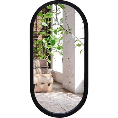 Americanflat Spiegel Oval 30x61 cm Großer Spiegel mit für Badezimmer, Wohnzimmer oder Schlafzimmer Schwarzer Wandspiegel mit Abgerundetem Rahmen Americanflat Spiegel Oval 30x61 cm Großer Spiegel mit für Badezimmer, Wohnzimmer oder Schlafzimmer Schwarzer Wandspiegel mit Abgerundetem Rahmen