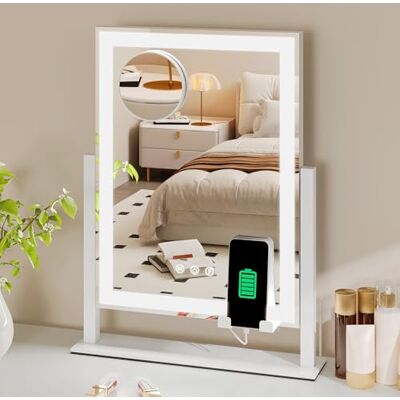 YITAHOME Schminkspiegel mit Beleuchtung, Spiegel mit LED Licht, Kosmetikspiegel mit 10X Vergrößerung, 3 Farben Winstellbarer USB Aufladbarer Beleuchteter Reisespiegel 360° Drehung Touch-Steurung YITAHOME Schminkspiegel mit Beleuchtung, Spiegel mit LED Licht, Kosmetikspiegel mit 10X Vergrößerung, 3 Farben Winstellbarer USB Aufladbarer Beleuchteter Reisespiegel 360° Drehung Touch-Steurung