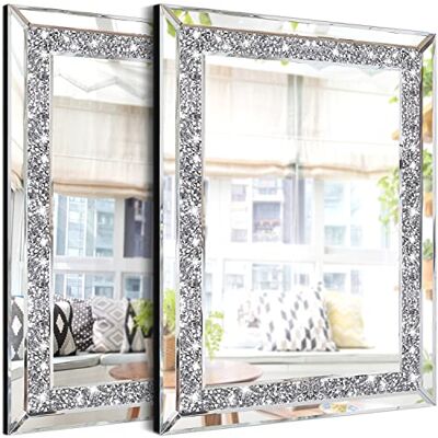 ZOLAPI Wandspiegel mit Strasssteinen und Strasssteinen, brillanter, handgespleißter Glasspiegel, dekorativer Spiegel für Flur/Badezimmer/Schlafzimmer (27,9 x 38,1 cm) ZOLAPI Wandspiegel mit Strasssteinen und Strasssteinen, brillanter, handgespleißter Glasspiegel, dekorativer Spiegel für Flur/Badezimmer/Schlafzimmer (27,9 x 38,1 cm)