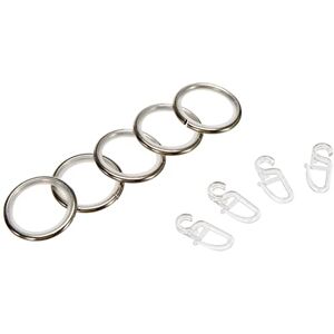Gardinia Gardinenringe für Gardinenstangen mit Ø 16 mm 20 mm, Mit Gleiteinlage und Gardinenhaken, 10 Stück, Breite 4 mm, Kreta, Metall/Kunststoff, Edelstahl-Optik Gardinia Gardinenringe für Gardinenstangen mit Ø 16 mm 20 mm, Mit Gleiteinlage und Gardinenhaken, 10 Stück, Breite 4 mm, Kreta, Metall/Kunststoff, Edelstahl-Optik
