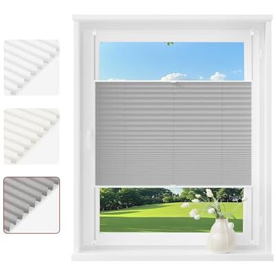 WOLTU Plissee Klemmfix ohne Bohren, Crushed-Optik, 80 x 220 cm, Grau WOLTU Plissee Klemmfix ohne Bohren, Crushed-Optik, 80 x 220 cm, Grau