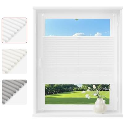 WOLTU Plissee Klemmfix ohne Bohren, Crushed-Optik, 75 x 100 cm, Weiß WOLTU Plissee Klemmfix ohne Bohren, Crushed-Optik, 75 x 100 cm, Weiß