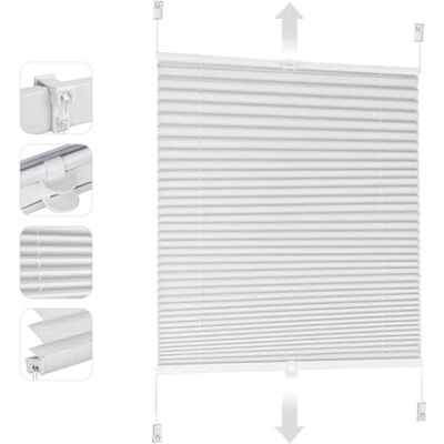 Sekey Plissee ohne Bohren Verdunkelung, Fenster Plissee Klemmfix Jalousie 80 cm breit, Verspannt Blickdicht Sonnenschutz Fensterollo, 80x130cm, Weiß Sekey Plissee ohne Bohren Verdunkelung, Fenster Plissee Klemmfix Jalousie 80 cm breit, Verspannt Blickdicht Sonnenschutz Fensterollo, 80x130cm, Weiß