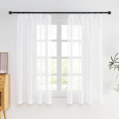 NICETOWN Voile Gardinen mit Kräuselband Vorhang Transparent Weiß Curtains NICETOWN Voile Gardinen mit Kräuselband Vorhang Transparent Weiß Curtains