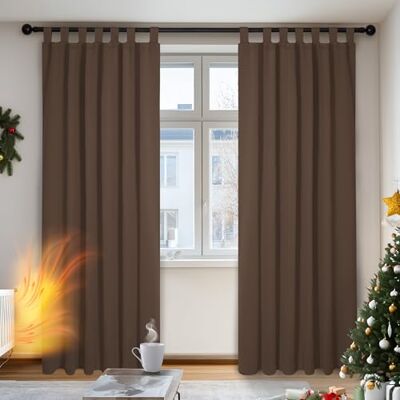 Deconovo Vorhang Blickdicht Schlaufen Gardinen Schlafzimmer Gardinen Blickidhct Kälteschutz, 245x140 cm(HöhexBreite), Braun, 2er Set Deconovo Vorhang Blickdicht Schlaufen Gardinen Schlafzimmer Gardinen Blickidhct Kälteschutz, 245x140 cm(HöhexBreite), Braun, 2er Set