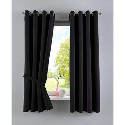 Gardinenbox Vorhänge Blickdicht »Newyork« Schwarz HxB 160x140 cm 2er-Pack Thermo-Gardinen Verdunkelungsvorhang Blackout Ösen schalldämmend ÖKOTEX UV-Schutz Raffhalter, 201920600-2 Gardinenbox Vorhänge Blickdicht »Newyork« Schwarz HxB 160x140 cm 2er-Pack Thermo-Gardinen Verdunkelungsvorhang Blackout Ösen schalldämmend ÖKOTEX UV-Schutz Raffhalter, 201920600-2