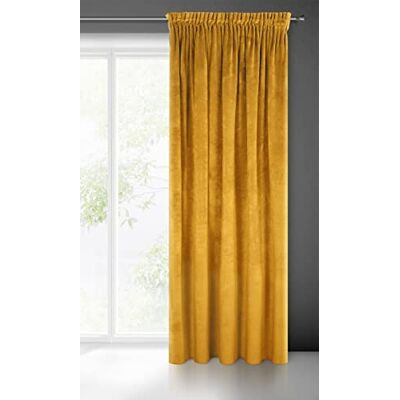 Eurofirany Villa Vorhang Samt Velvet Weich Kräuselband-1 STK. Edel Gardine Dick 290 g/m2 Elegant Glatt Einfarbig Flauschig Modern Klassisch Wohnzimmer Schlafzimmer Lounge, Senf, 140x270cm Eurofirany Villa Vorhang Samt Velvet Weich Kräuselband-1 STK. Edel Gardine Dick 290 g/m2 Elegant Glatt Einfarbig Flauschig Modern Klassisch Wohnzimmer Schlafzimmer Lounge, Senf, 140x270cm
