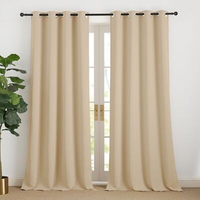 NICETOWN Thermovorhang mit Ösen Vorhänge Blickdicht Beige Blackout Curtain NICETOWN Thermovorhang mit Ösen Vorhänge Blickdicht Beige Blackout Curtain