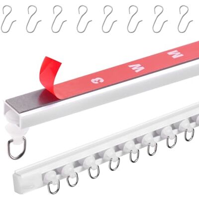 VEVOR Decken-Vorhangschienen-Set 3 m selbstklebend Deckenschienensystem ohne Bohren für Vorhänge, Raumteiler-Vorhangschiene zur Deckenmontage für Wohnzimmer mit Haken& Hardware & 8 Schienen, weiß VEVOR Decken-Vorhangschienen-Set 3 m selbstklebend Deckenschienensystem ohne Bohren für Vorhänge, Raumteiler-Vorhangschiene zur Deckenmontage für Wohnzimmer mit Haken& Hardware & 8 Schienen, weiß