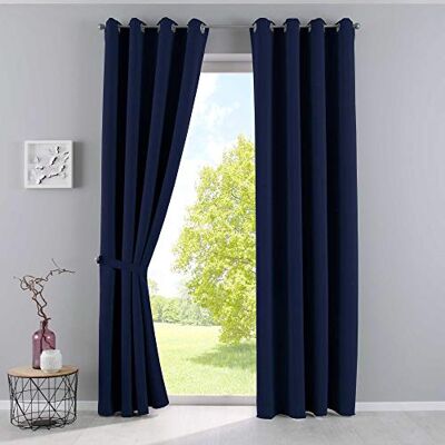 Gardinenbox Vorhänge Blickdicht »Newyork« Blau HxB 245x140 cm 2er-Pack Thermo-Gardinen Verdunkelungsvorhang Blackout Ösen schalldämmend ÖKOTEX UV-Schutz Raffhalter, 201920600-2 Gardinenbox Vorhänge Blickdicht »Newyork« Blau HxB 245x140 cm 2er-Pack Thermo-Gardinen Verdunkelungsvorhang Blackout Ösen schalldämmend ÖKOTEX UV-Schutz Raffhalter, 201920600-2