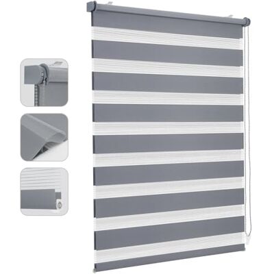 Sekey Doppelrollo Klemmfix ohne Bohren für Fenster, Doppelrollo 110 cm breit, Duo Rollo Jalousie Sonnenschutz, 110x210cm, Grau Sekey Doppelrollo Klemmfix ohne Bohren für Fenster, Doppelrollo 110 cm breit, Duo Rollo Jalousie Sonnenschutz, 110x210cm, Grau