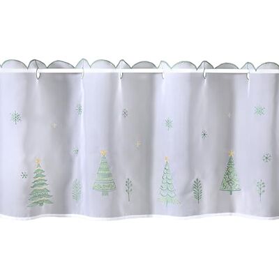 HOME WOHNIDEEN Cafehaus aus transparentem Voile, zusätzlich weihnachtlich Bestickt 45 x 120 cm, Grün HOME WOHNIDEEN Cafehaus aus transparentem Voile, zusätzlich weihnachtlich Bestickt 45 x 120 cm, Grün