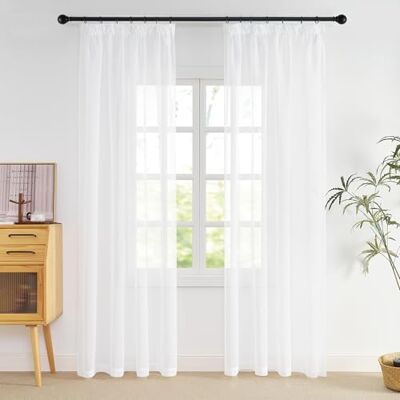 NICETOWN Gardine mit Kräuselband Weiß Vorhang Transparent Sheer Curtains NICETOWN Gardine mit Kräuselband Weiß Vorhang Transparent Sheer Curtains