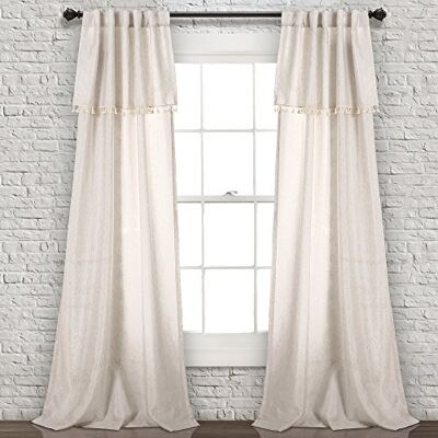 Lush Decor Ivy Tassel Window Curtain Panel Pair, 84" x 40", Neutral Lush Decor Ivy Tassel Window Curtain Panel Pair, 84" x 40", Neutral