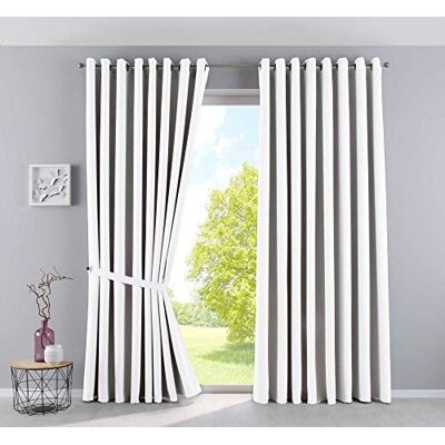 Gardinenbox Vorhänge Blickdicht »Newyork« Weiß HxB 245x295 cm 2er-Pack Thermo-Gardinen Verdunkelungsvorhang Blackout Ösen schalldämmend ÖKOTEX UV-Schutz Raffhalter, 201920600-2 Gardinenbox Vorhänge Blickdicht »Newyork« Weiß HxB 245x295 cm 2er-Pack Thermo-Gardinen Verdunkelungsvorhang Blackout Ösen schalldämmend ÖKOTEX UV-Schutz Raffhalter, 201920600-2