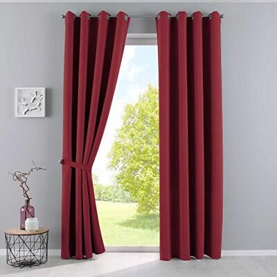 Gardinenbox Vorhänge Blickdicht »Newyork« Bordeaux HxB 245x140 cm 2er-Pack Thermo-Gardinen Verdunkelungsvorhang Blackout Ösen schalldämmend ÖKOTEX UV-Schutz Raffhalter, 201920600-2 Gardinenbox Vorhänge Blickdicht »Newyork« Bordeaux HxB 245x140 cm 2er-Pack Thermo-Gardinen Verdunkelungsvorhang Blackout Ösen schalldämmend ÖKOTEX UV-Schutz Raffhalter, 201920600-2