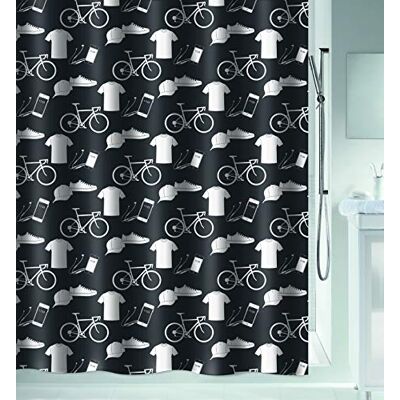 Spirella Schimmel Duschvorhang-Anti-Bakteriell, waschbar, wasserdicht, Polyester, „Patchwork“ 180x180cm Schwarz, Multi-Colored, 180 x 180 cm Spirella Schimmel Duschvorhang-Anti-Bakteriell, waschbar, wasserdicht, Polyester, „Patchwork“ 180x180cm Schwarz, Multi-Colored, 180 x 180 cm