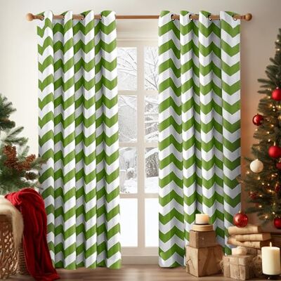 Melodieux Chevron Vorhänge mit Ösen, wärmeisoliert, für Schlafzimmer, 132 x 213 cm, Grün (1 Panel) Melodieux Chevron Vorhänge mit Ösen, wärmeisoliert, für Schlafzimmer, 132 x 213 cm, Grün (1 Panel)
