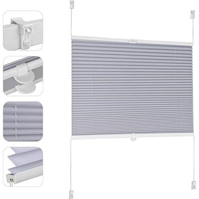 Sekey Plissee ohne Bohren Verdunkelung, Fenster Plissee Klemmfix Jalousie 80 cm breit, Verspannt Blickdicht Sonnenschutz Fensterollo, 80x150cm, Blaugrau Sekey Plissee ohne Bohren Verdunkelung, Fenster Plissee Klemmfix Jalousie 80 cm breit, Verspannt Blickdicht Sonnenschutz Fensterollo, 80x150cm, Blaugrau