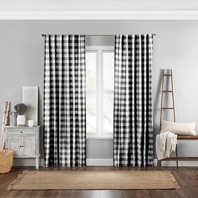 Threadmade Elrene Home Fashions Farmhouse Living Buffalo-Check Fenstervorhang, 132 x 213 cm, Schwarz, Baumwolle, 52" W x 84" L (Pack of 1) Threadmade Elrene Home Fashions Farmhouse Living Buffalo-Check Fenstervorhang, 132 x 213 cm, Schwarz, Baumwolle, 52" W x 84" L (Pack of 1)