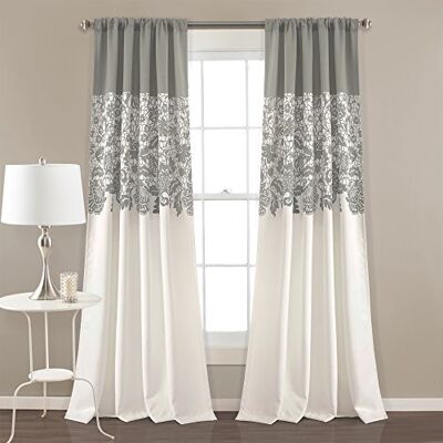 Lush Decor Lush Décor „Estate Garden“ Vorhang-Set – lichtdurchlässige Vorhänge mit floralem Muster für Wohn-, ESS- und Schlafzimmer (2er-Set), 213 × 132 cm, Grau Lush Decor Lush Décor „Estate Garden“ Vorhang-Set – lichtdurchlässige Vorhänge mit floralem Muster für Wohn-, ESS- und Schlafzimmer (2er-Set), 213 × 132 cm, Grau