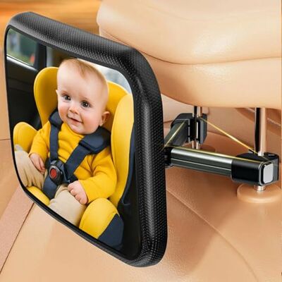 AIMAX Spiegel Auto Baby Rückbank, 360° Drehbar, Bruchsicher Acryl für Kind Bruchsicheres Acryl, Hakenclip für Kopfstützen mit Teleskopstangen, HD-Weitwinkel, Werkzeuglose Montage AIMAX Spiegel Auto Baby Rückbank, 360° Drehbar, Bruchsicher Acryl für Kind Bruchsicheres Acryl, Hakenclip für Kopfstützen mit Teleskopstangen, HD-Weitwinkel, Werkzeuglose Montage