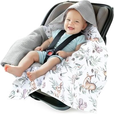 Medi Partners Einschlagdecke Baby Babyschale 100% Baumwolle für Sommer 85x85cm Kinderwagen Kuscheldecke universal Baby Decke Einschlagdecken Babydecke Buggy Autositz(Hirsch mit grauem Waffel) Medi Partners Einschlagdecke Baby Babyschale 100% Baumwolle für Sommer 85x85cm Kinderwagen Kuscheldecke universal Baby Decke Einschlagdecken Babydecke Buggy Autositz(Hirsch mit grauem Waffel)