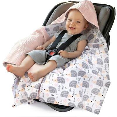 Medi Partners Einschlagdecke Baby Babyschale 100% Baumwolle für Sommer 85x85cm Kinderwagen Kuscheldecke universal Baby Decke Einschlagdecken Babydecke Buggy Autositz(Graue Igel mit Hellrosa Waffel) Medi Partners Einschlagdecke Baby Babyschale 100% Baumwolle für Sommer 85x85cm Kinderwagen Kuscheldecke universal Baby Decke Einschlagdecken Babydecke Buggy Autositz(Graue Igel mit Hellrosa Waffel)