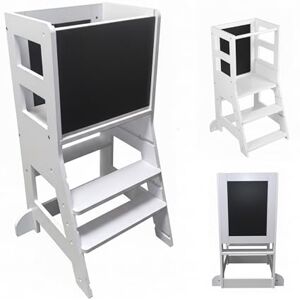 Relaxdays Lernturm mit Kreidetafel, ab 1 Jahr, 2 Stufen, Kippschutz, HxBxT: 86 x 40 x 44 cm, Kleinkinder Stehhilfe, weiß Relaxdays Lernturm mit Kreidetafel, ab 1 Jahr, 2 Stufen, Kippschutz, HxBxT: 86 x 40 x 44 cm, Kleinkinder Stehhilfe, weiß