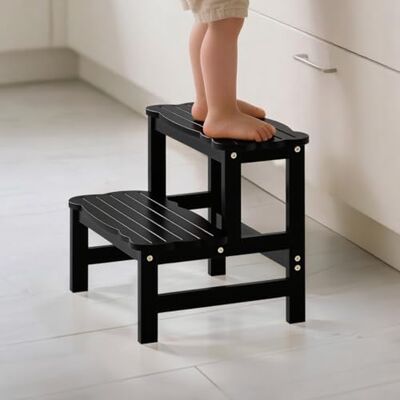 COSYLAND Tritthocker mit 2 Stufen Kindertreppchen Schemel Kindermöbel für Bad, Küche, Kinderzimmer ab 2 Jahre Toilettenhocker (Schwarz) COSYLAND Tritthocker mit 2 Stufen Kindertreppchen Schemel Kindermöbel für Bad, Küche, Kinderzimmer ab 2 Jahre Toilettenhocker (Schwarz)