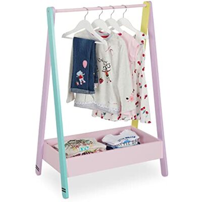 Relaxdays Kinder Kleiderständer, Kleiderstange für Kinderzimmer, mit Ablage, HBT: 99x64,5x42 cm, Kindergarderobe, bunt Relaxdays Kinder Kleiderständer, Kleiderstange für Kinderzimmer, mit Ablage, HBT: 99x64,5x42 cm, Kindergarderobe, bunt