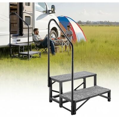 VEVOR Wohnmobiltreppe 2 Stufen Einstiegshilfe 299,38 kg Tragkraft Wohnmobil Trittstufe mit Antirutschmatte Außentreppe für Camper Wohnwagen Mobilheim Pool Spa Standtreppe für Senioren Hunde Schwarz VEVOR Wohnmobiltreppe 2 Stufen Einstiegshilfe 299,38 kg Tragkraft Wohnmobil Trittstufe mit Antirutschmatte Außentreppe für Camper Wohnwagen Mobilheim Pool Spa Standtreppe für Senioren Hunde Schwarz