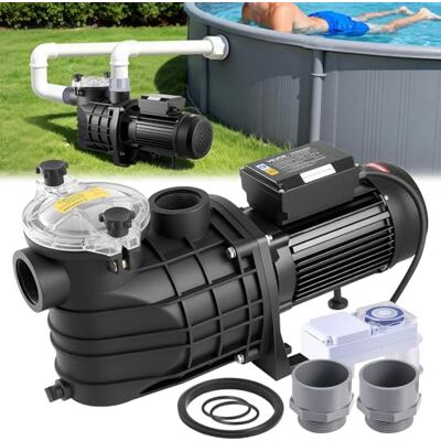 VEVOR Schwimmbadpumpe 3000W, Filterpumpe 35000 L/H max. Fördermenge, Einstufige Poolpumpe 2860 U/min, 19 m max. Förderhöhe, mit 24-Stunden-Timer & Filterkorb, für Aufstell- & Einbaupools, & Spas VEVOR Schwimmbadpumpe 3000W, Filterpumpe 35000 L/H max. Fördermenge, Einstufige Poolpumpe 2860 U/min, 19 m max. Förderhöhe, mit 24-Stunden-Timer & Filterkorb, für Aufstell- & Einbaupools, & Spas