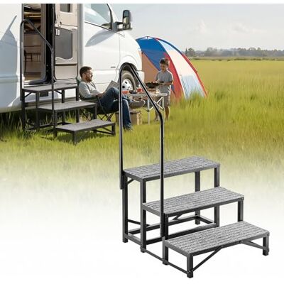 VEVOR RV Treppe mit Handlauf, 3-stufige Tragbare Standtreppe mit 299,38 kg Tragkraft rutschfeste Trittstufe für Camper Mobilheime Pool und Spa Robuste Außentreppe Ideal für Senioren und Haustiere VEVOR RV Treppe mit Handlauf, 3-stufige Tragbare Standtreppe mit 299,38 kg Tragkraft rutschfeste Trittstufe für Camper Mobilheime Pool und Spa Robuste Außentreppe Ideal für Senioren und Haustiere