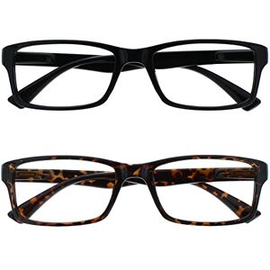 OPULIZE PEP Lesebrille für Damen und Herren 2er-Pack Große Rechteckige Brille Komfortable Federscharniere Kratzfest Schwarz Braun UVR +1.50 OPULIZE PEP Lesebrille für Damen und Herren 2er-Pack Große Rechteckige Brille Komfortable Federscharniere Kratzfest Schwarz Braun UVR +1.50