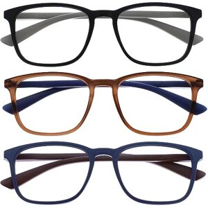 OPULIZE Max Lesebrille 3er Pack Klassische große rechteckige Fassung Brillen in mattem Schwarz, Braun und Blau Herren Damen Unisex RRR78-123 +3,00 OPULIZE Max Lesebrille 3er Pack Klassische große rechteckige Fassung Brillen in mattem Schwarz, Braun und Blau Herren Damen Unisex RRR78-123 +3,00