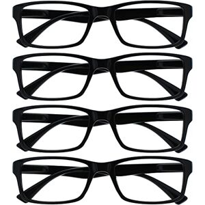 OPULIZE PEP Lesebrille für Damen und Herren 4er Pack Große Rechteckige Brille Komfortable Federscharniere Kratzfest Schwarz +1.00 OPULIZE PEP Lesebrille für Damen und Herren 4er Pack Große Rechteckige Brille Komfortable Federscharniere Kratzfest Schwarz +1.00