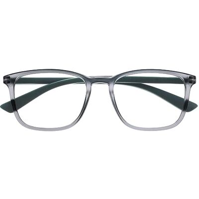 OPULIZE Max Lesebrille Klassische große rechteckige Fassung Brille in mattem Transparentgrau mit grünen Bügeln Herren Damen Unisex R78-7 +2,00 OPULIZE Max Lesebrille Klassische große rechteckige Fassung Brille in mattem Transparentgrau mit grünen Bügeln Herren Damen Unisex R78-7 +2,00