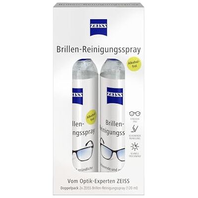 Zeiss Brillen-Reinigungs-Spray Doppelpack mit 2x 120ml Inhalt zur schonenden & gründlichen Reinigung Ihrer Brillengläser alkoholfrei Zeiss Brillen-Reinigungs-Spray Doppelpack mit 2x 120ml Inhalt zur schonenden & gründlichen Reinigung Ihrer Brillengläser alkoholfrei