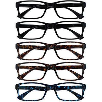 Opulize Lese Brillen Set mit 5 Unisex Schwarz, Braun, Blau Opulize Lese Brillen Set mit 5 Unisex Schwarz, Braun, Blau